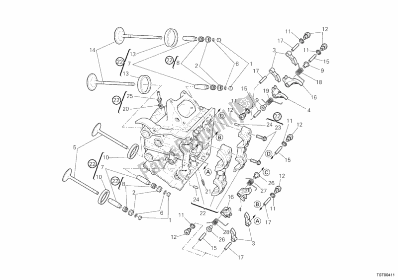 All parts for the Horizontal Cylinder Head of the Ducati Superbike 848 EVO Corse SE 2013